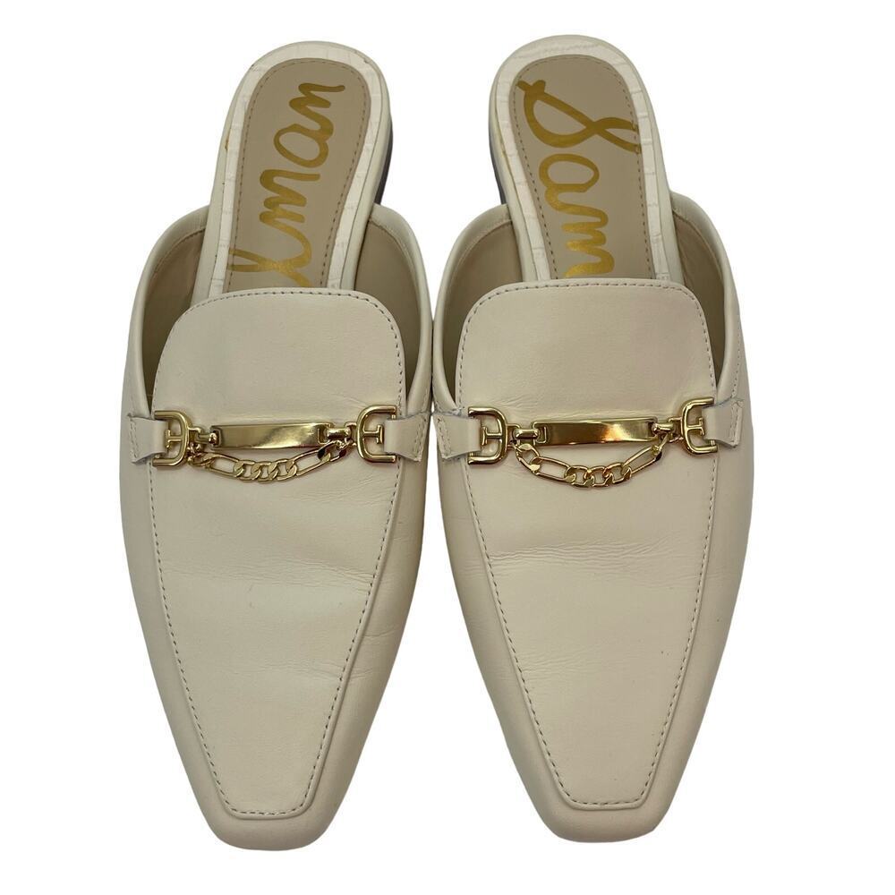 Sam Edelman 6 Evelan Chain Loafer Mule Cream - Picture 4 of 9